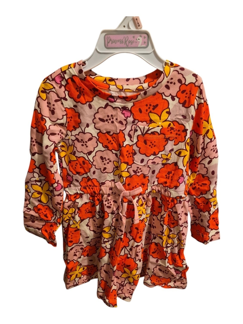 Girls' Pink Floral Long-Sleeve Peplum Top
